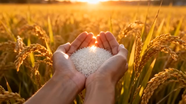 双手捧大米于稻田的场景2438#横屏 