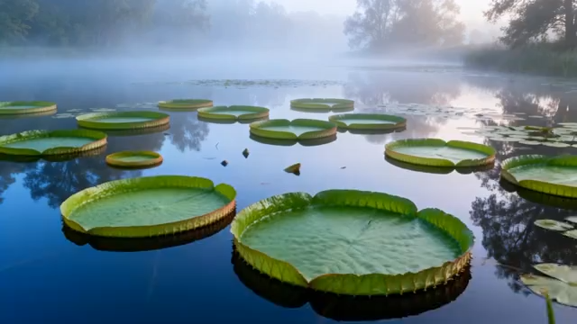 水面漂浮的大片荷叶景观1262#横屏 