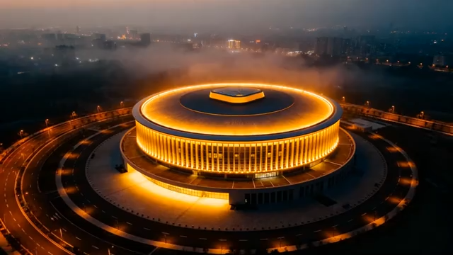 育场夜景航拍全景1393#横屏 