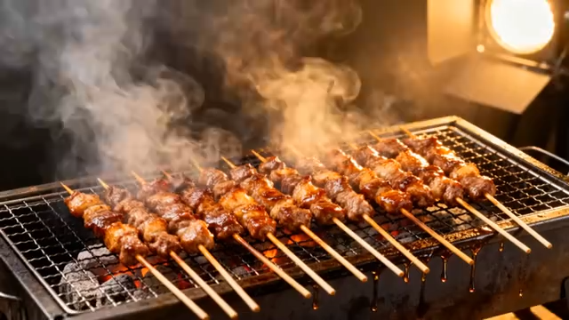 火烤制羊肉串特写1063#横屏 