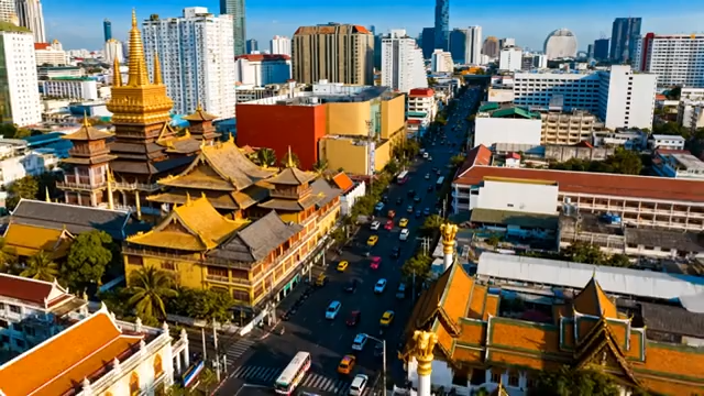 泰国城市建筑与街道俯瞰5392#横屏 