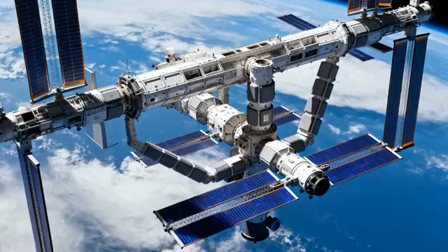 太空空间站绕地球飞行素材2190#横屏 