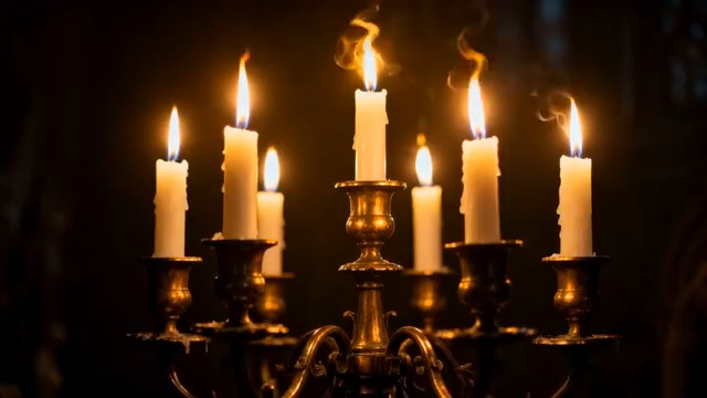  燃烧蜡烛特写画面2705#横屏 	 