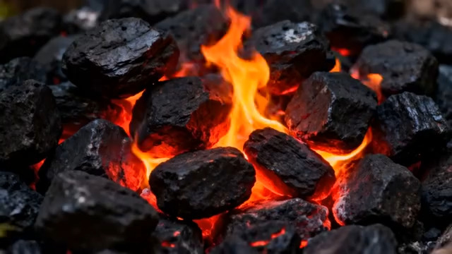  燃烧的炭火特写1751#横屏 	 