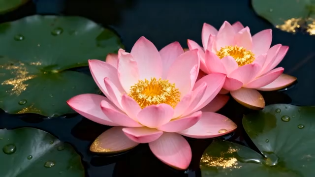 水中绽放的粉色荷花(1)5425#横屏 