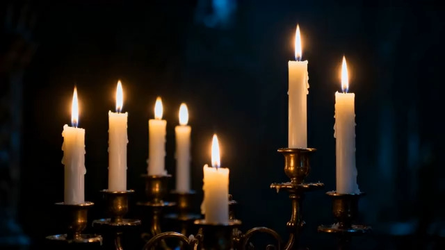  燃烧的蜡烛特写1934#横屏 	 