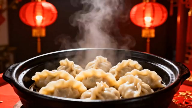  热气腾腾的蒸饺特写927#横屏 	 