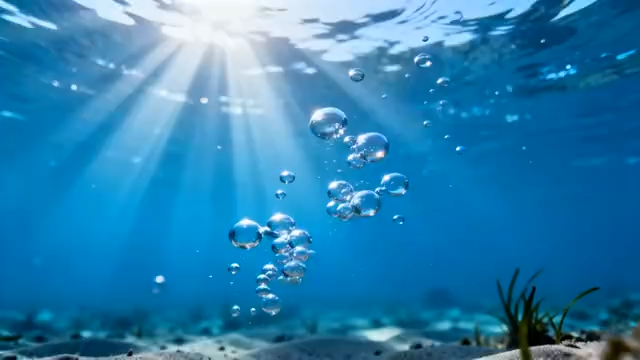 水下阳光照射气泡画面224#横屏 
