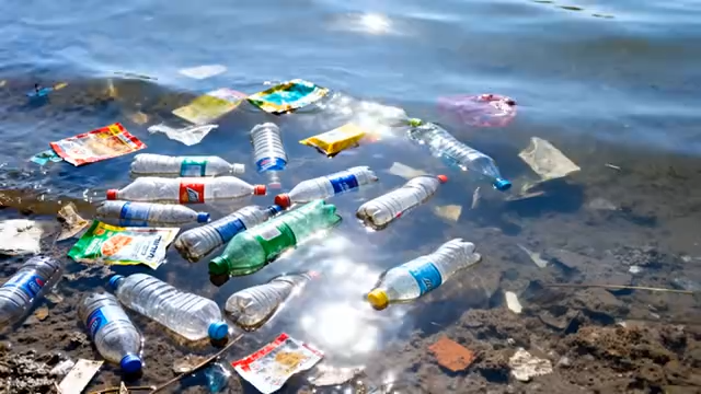 水域漂浮塑料瓶等垃圾1051#横屏 