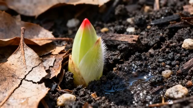  破土而出的植物嫩芽1962#横屏 	 