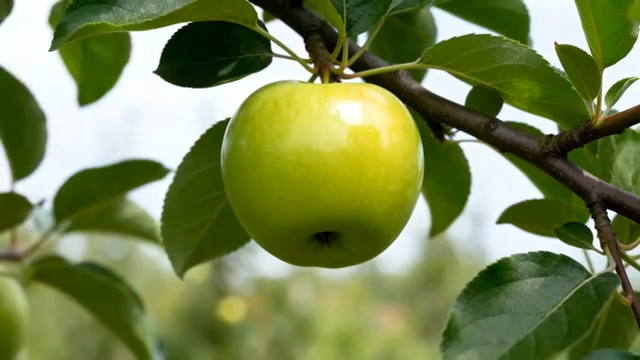 树枝上的青苹果特写4816#横屏 