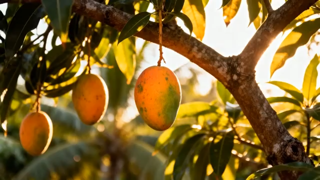 树上挂着的新鲜芒果4852#横屏 