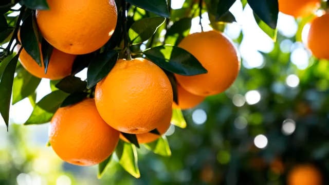树上成熟的新鲜橙子素材1763#横屏 