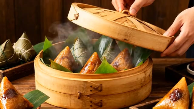 手掀蒸笼盖展示热粽子3221#横屏 