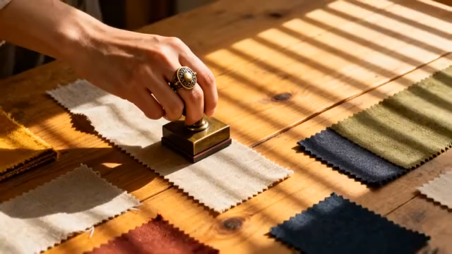 手盖印章于布料素材1969#横屏 