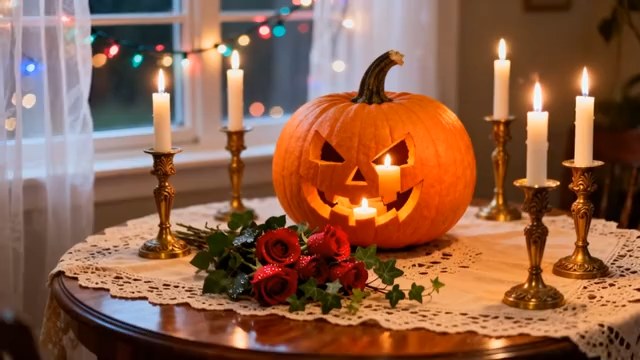 室内万圣节南瓜蜡烛装饰865#横屏 