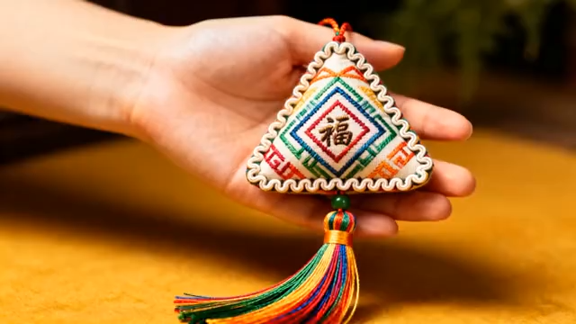 手持福字香囊特写3976#横屏 