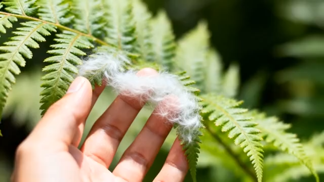 手触蕨类植物绒毛特写2844#横屏 