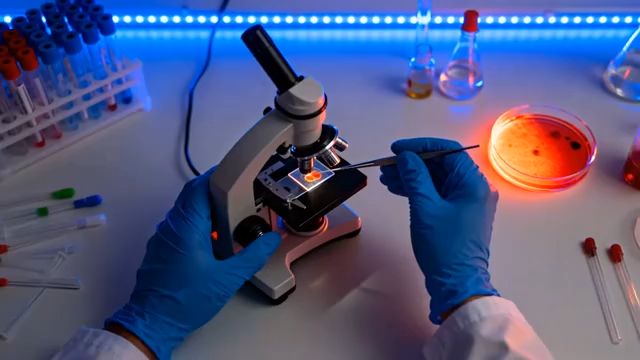 实验室人员操作显微镜实验1538#横屏 