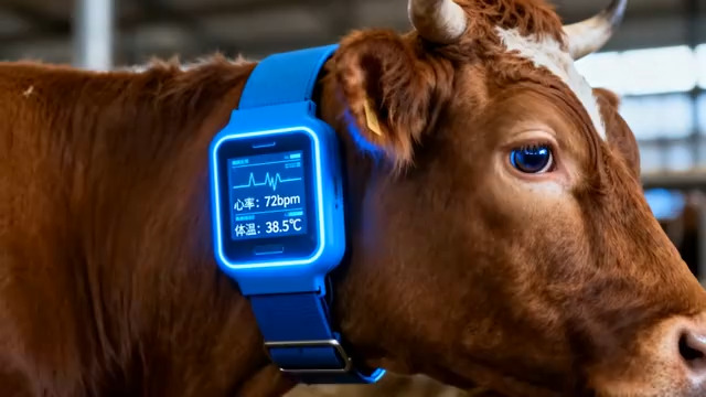  佩戴智能设备的奶牛特写1900#横屏 	 -