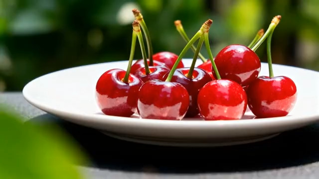  盘中新鲜樱桃特写217#横屏 	 