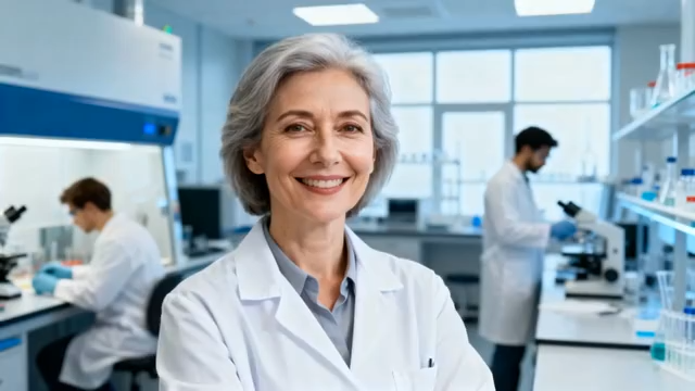 实验室医生微笑看向镜头729#横屏 