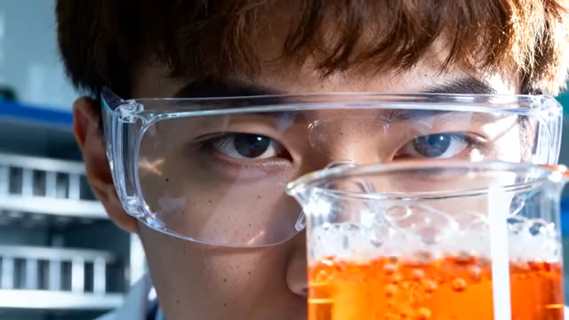 实验室人员观察试剂500#横屏 