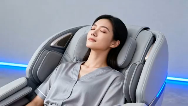  女子躺按摩椅放松休息98#横屏 	 