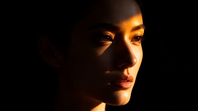  女性面部光影特写1882#横屏 	 