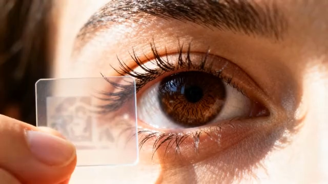  女性佩戴隐形眼镜特写2006#横屏 	 