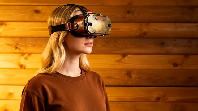  女性佩戴虚拟现实眼镜2579#横屏 	 - 