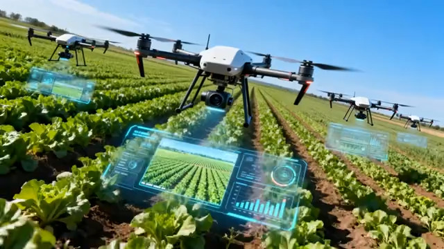  农田上空飞行的农业无人机21#横屏 	 