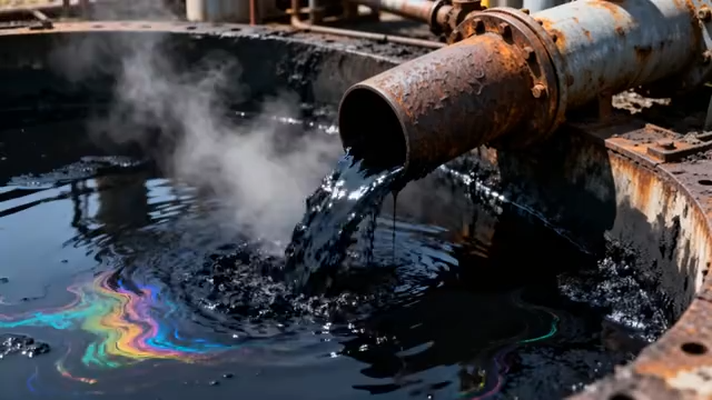 生锈管道排放黑色液体1027#横屏 