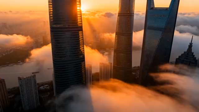 上海陆家嘴高楼日出景观1558#横屏 