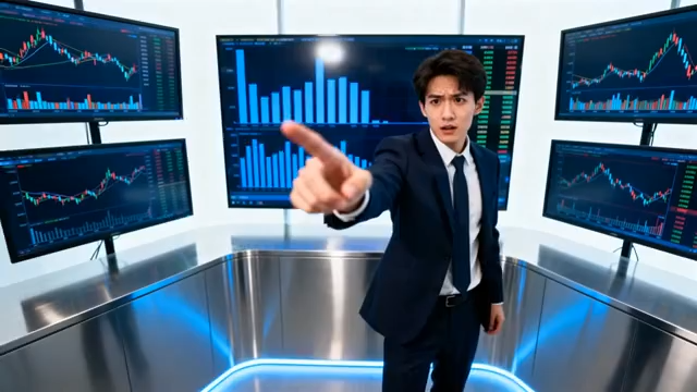 商务人士指金融数据屏幕画面3033#横屏 