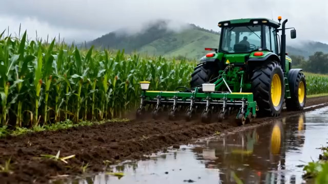  农田拖拉机耕地作业素材930#横屏 	 