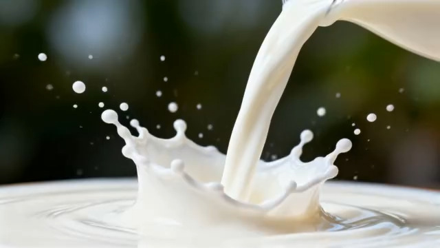  牛奶倾倒溅起特写67#横屏 	 