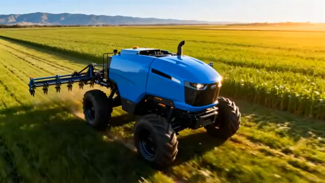  农田中拖拉机作业画面672#横屏 	 