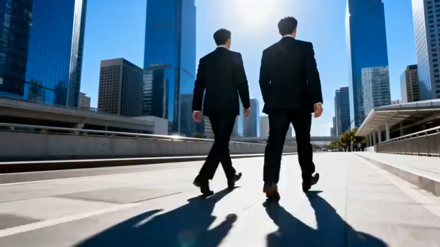 商务人士城市街道漫步背影2832#横屏 