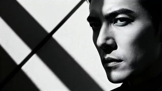  男性面部光影特写2588#横屏 	 