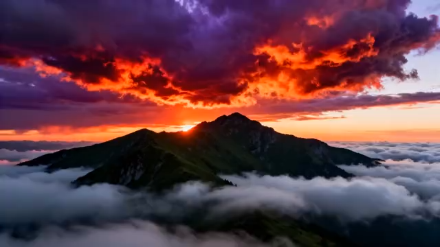 山脉云海日出景观3434#横屏 