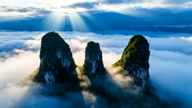 山脉云海阳光穿透景观3524#横屏 