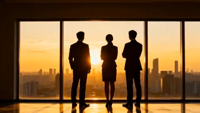 商务人士办公室赏城市日落4591#横屏 