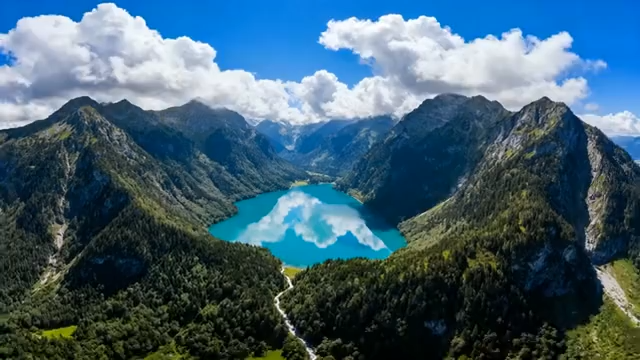 山脉湖泊自然风光全景2406#横屏 