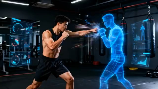  男子健身房虚拟拳击训练2892#横屏 	 