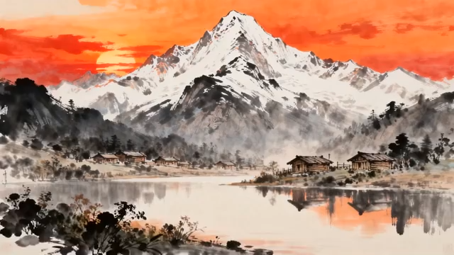 山水国画风景1897#横屏 