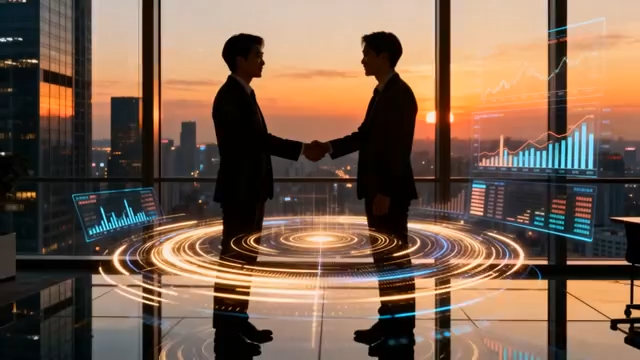 商务人士办公室握手合作场景4944#横屏 