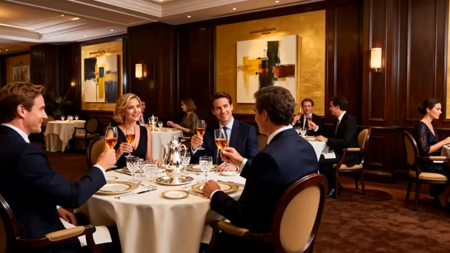 商务人士餐厅举杯场景3279#横屏 