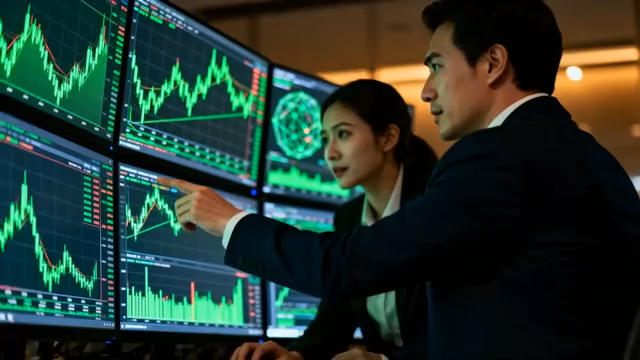 商务人士查看金融数据画面2343#横屏 