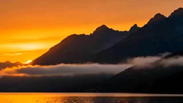 山水间日出自然风光2960#横屏 